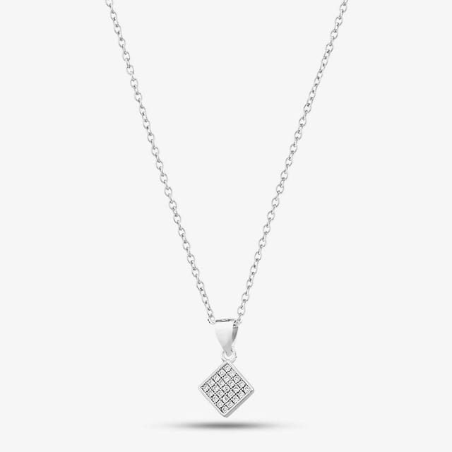 T.H.Baker T.H.Baker Women's Silver & Cubic Zirconia Pave Diamond-Shape Necklace & Earring Set SET16182 - 2