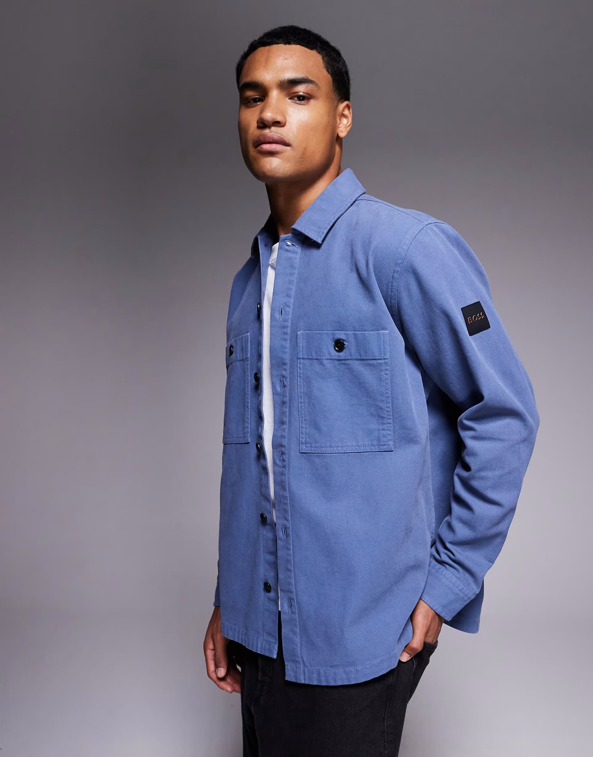 ASOS BOSS Orange locky oversized fit overshirt in blue
