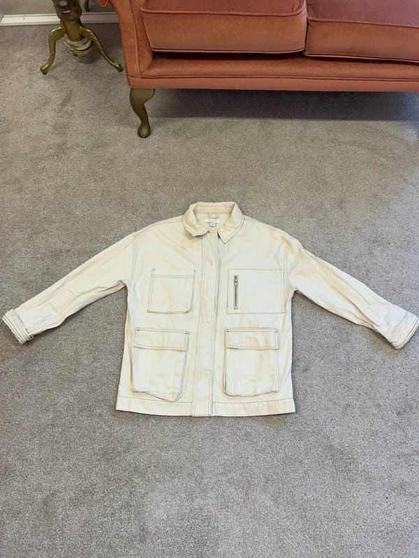 Topshop Cream ecru denim cargo jacket