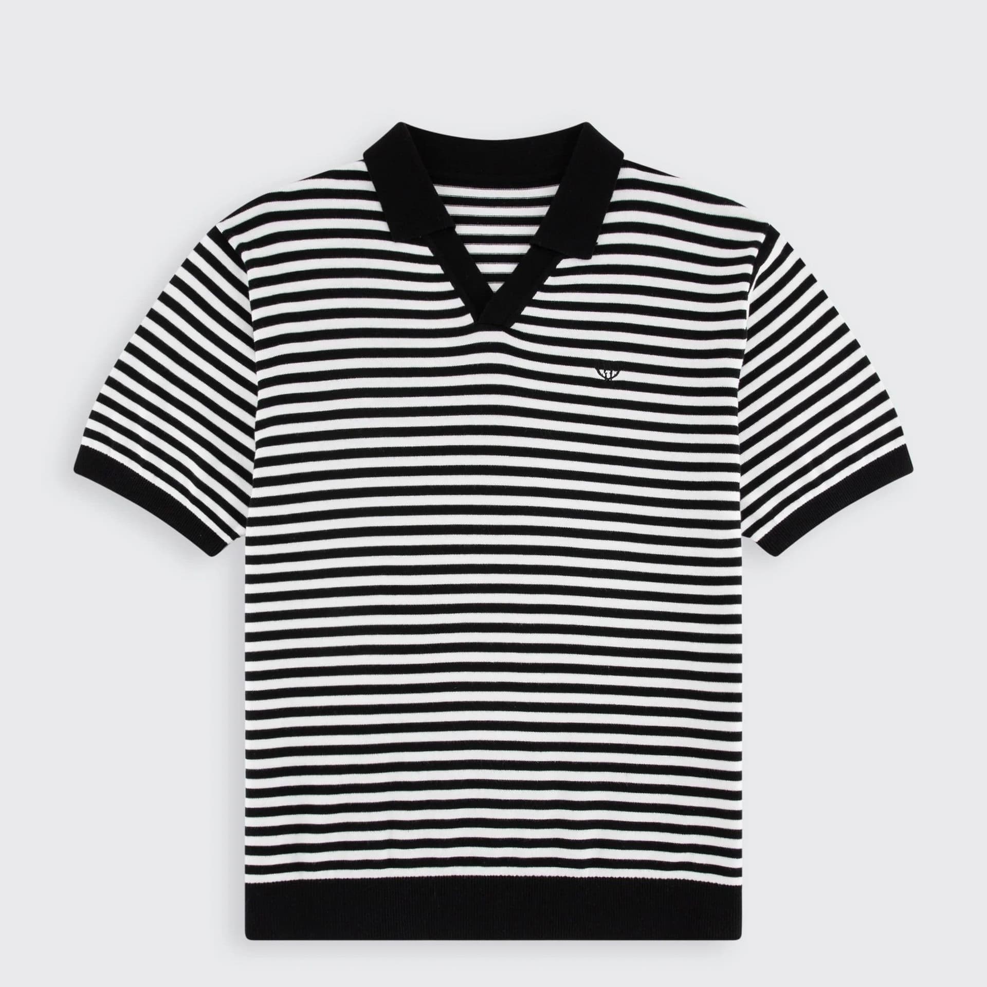 Walker & Hunt Walker & Hunt Men's Black Striped Polo
