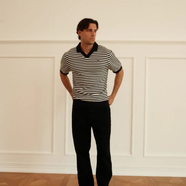 Walker & Hunt Walker & Hunt Men's Milton Striped Polo in Black - 3
