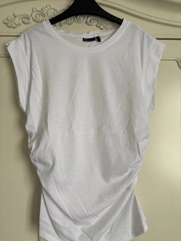 ASOS Design White Ruched T-Shirt with Split Sides