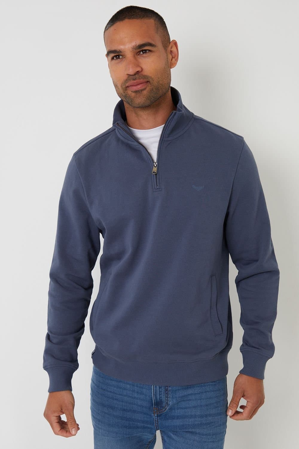 Threadbare Threadbare Men's Quarter Zip Sweatshirt in Blue