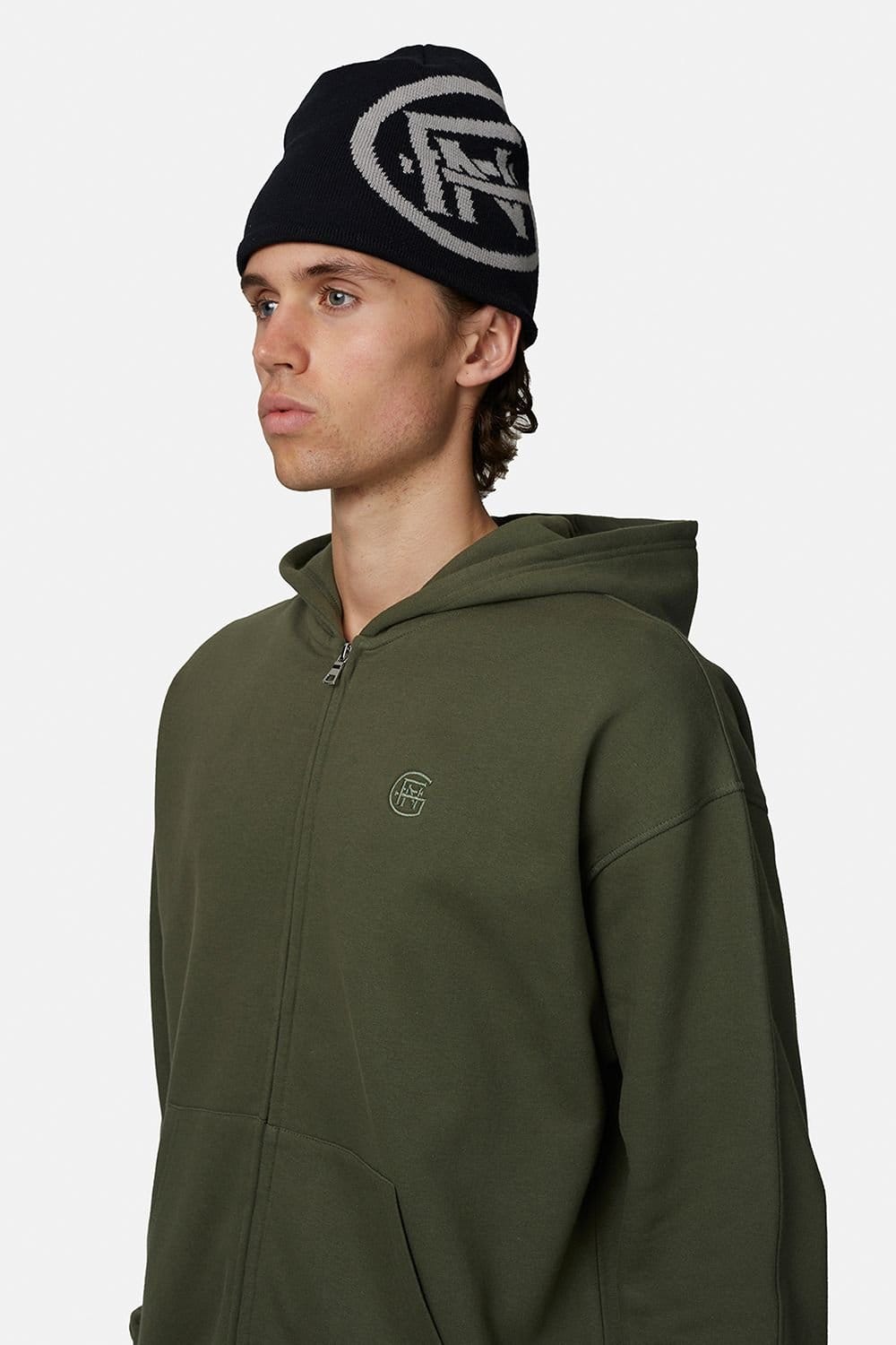 Good For Nothing Good For Nothing Men's Relaxed Fit Zip Through Hoodie in Green - 4