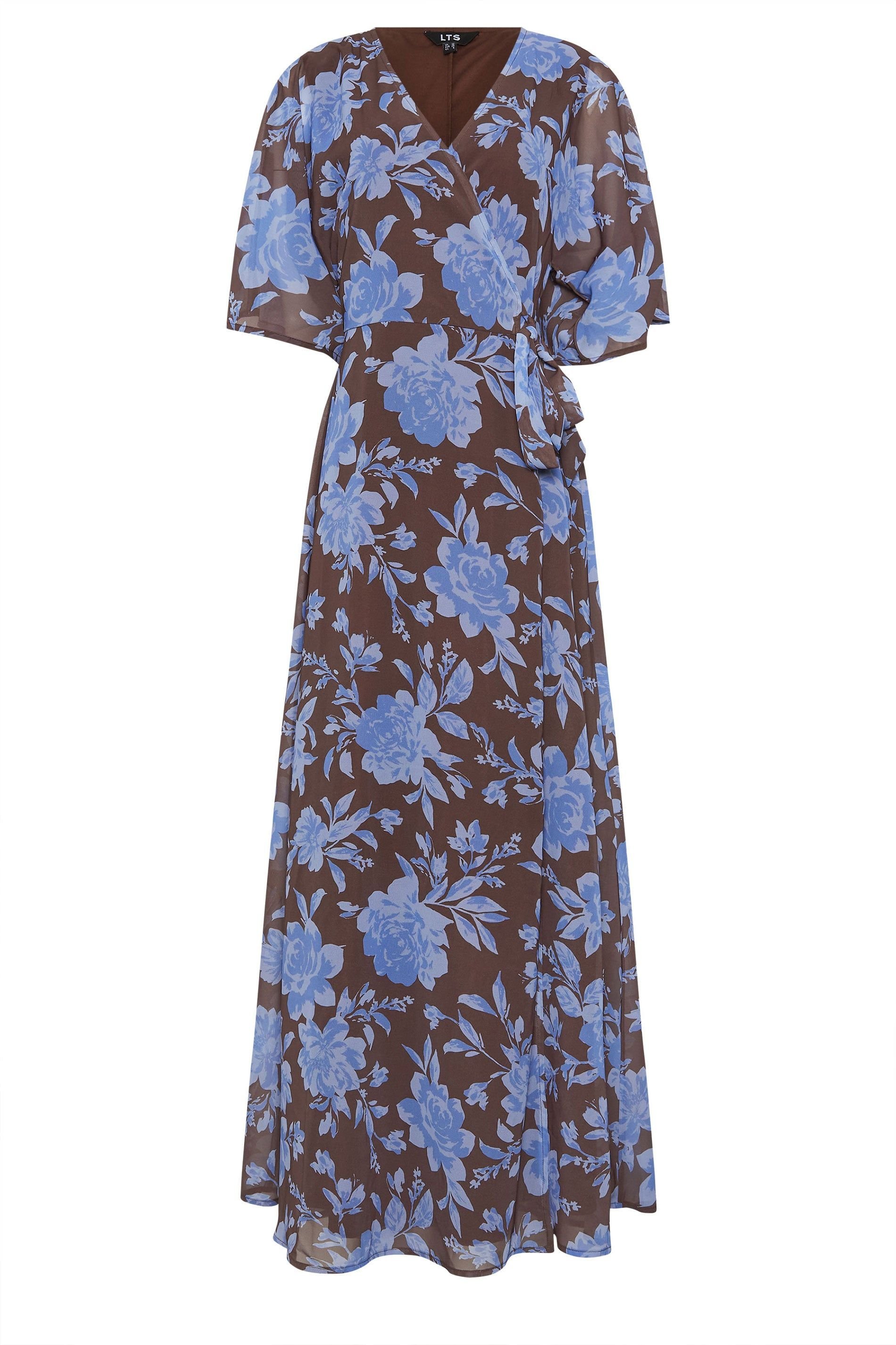 Long Tall Sally Long Tall Sally Women's Tall Floral Wrap Maxi Dress in Chocolate - 2