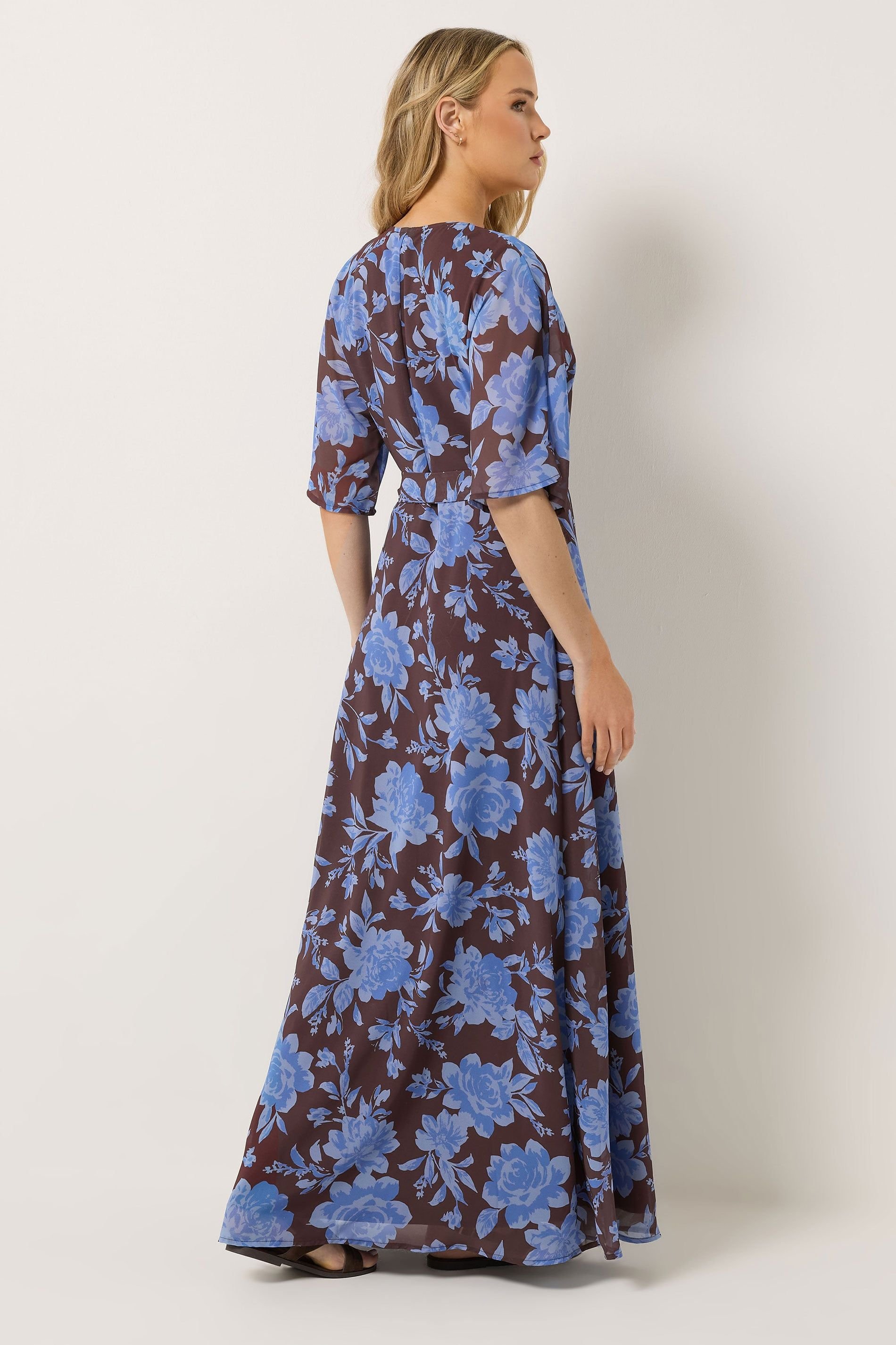 Long Tall Sally Long Tall Sally Women's Tall Floral Wrap Maxi Dress in Chocolate - 4