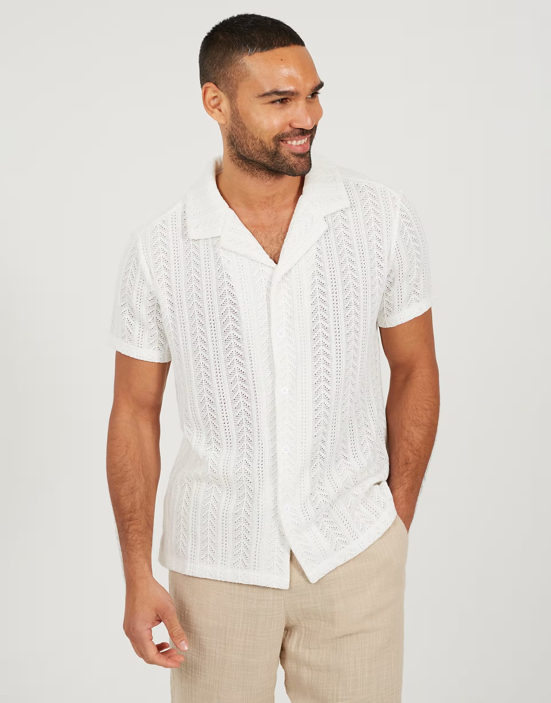 ASOS ASOS Brave Soul Off White Sheer Short Sleeve Shirt