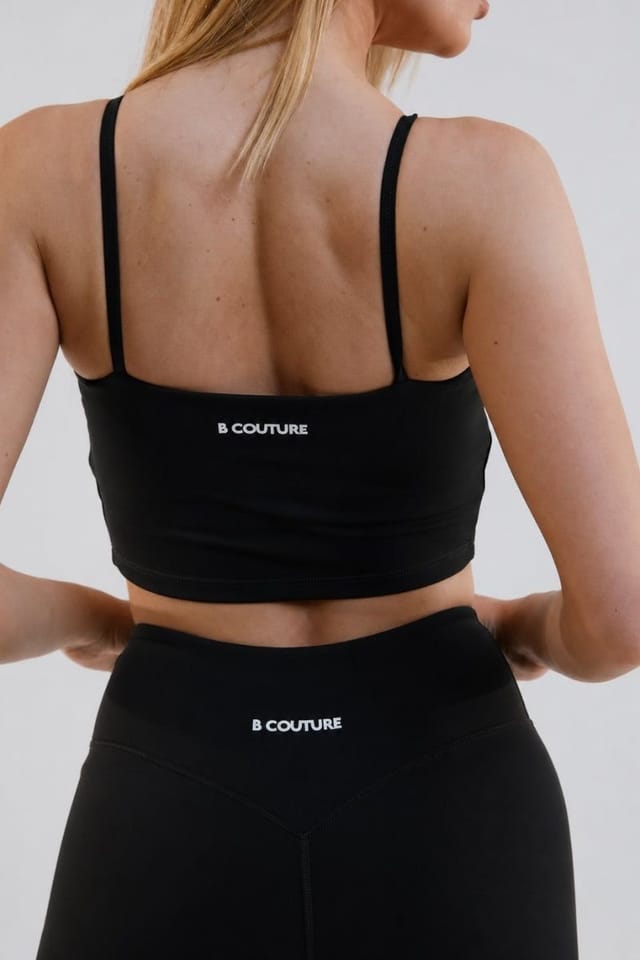 BCouture BCouture Women's Flared Leggings & Cropped Tank Top Set in Black - 2