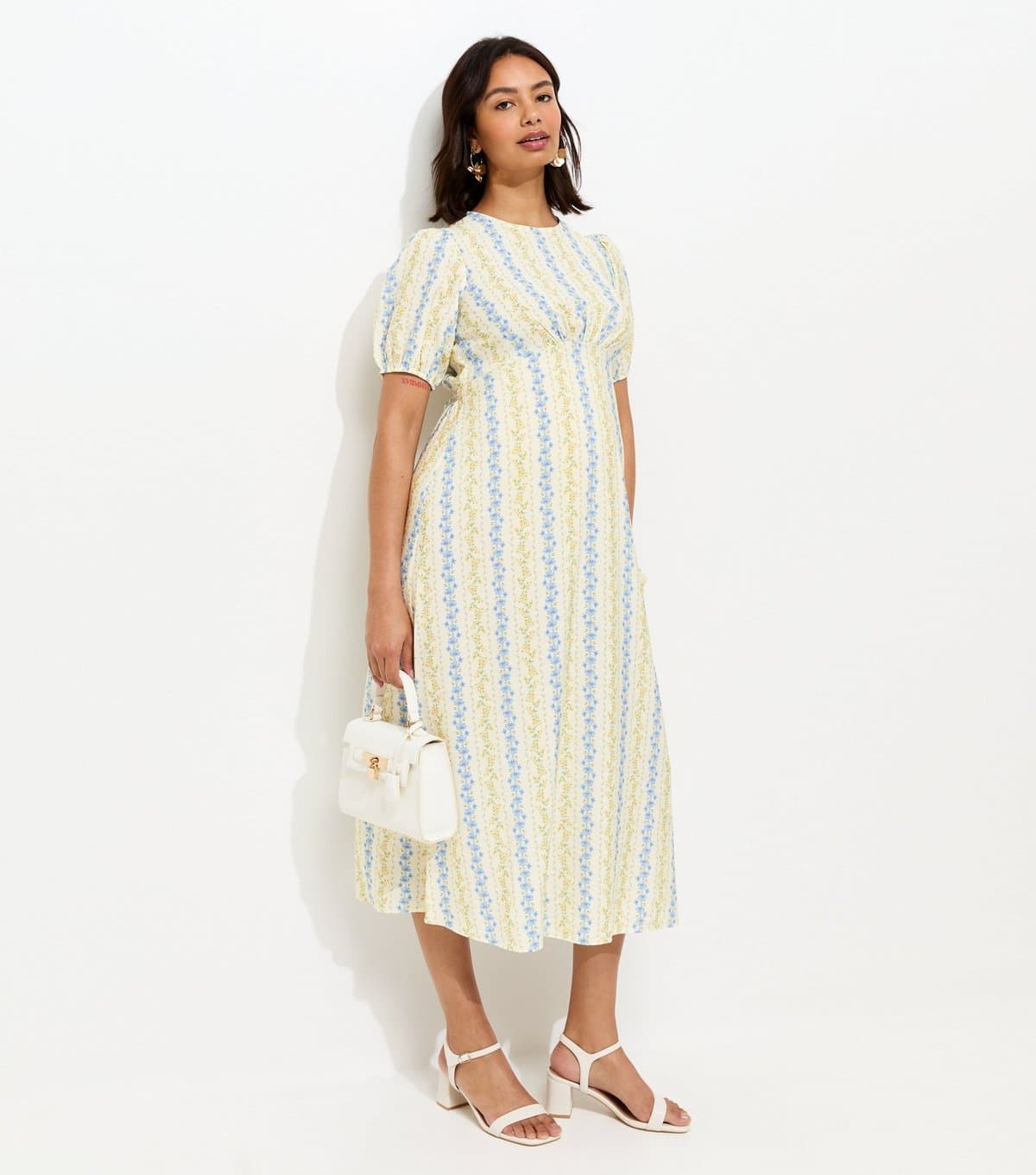 New Look Women's Maternity Cream Floral Print Midi Dress New Look