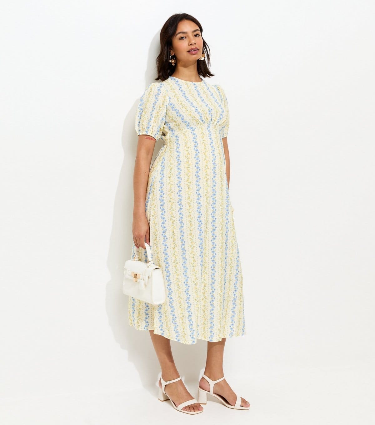 Women's Maternity Cream Floral Print Midi Dress New Look