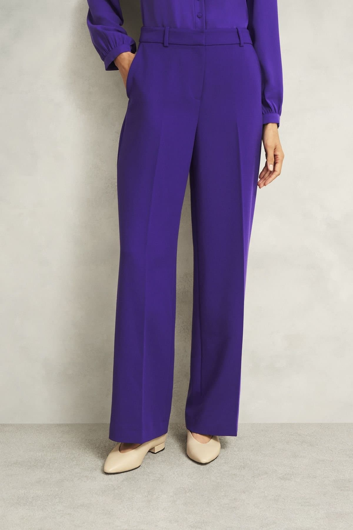 Hobbs London Hobbs London Women's Sami Wide Leg Trousers in Grape