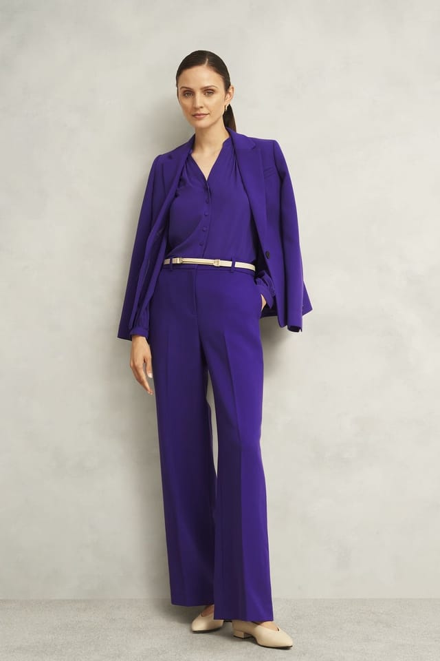 Hobbs London Hobbs London Women's Sami Wide Leg Trousers in Grape - 3