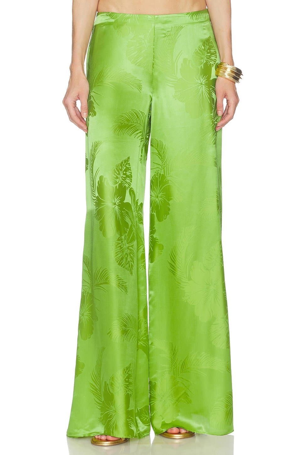revolve Revolve Floral Print Wide-Leg Trousers in Kiwi Tropical