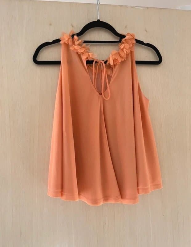 Topshop Petite Topshop coral chiffon top
