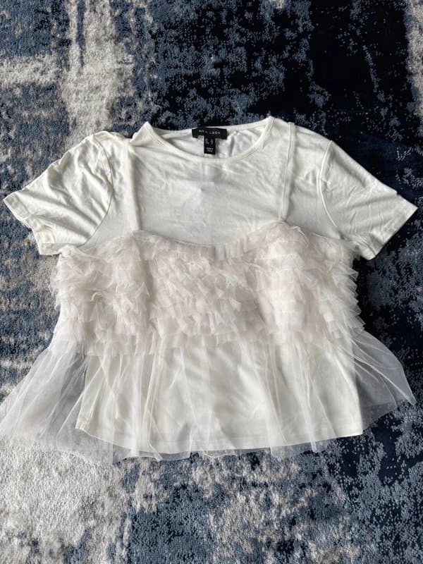 New Look New look Off White 2 in 1 Tulle Cami Top and T-Shirt