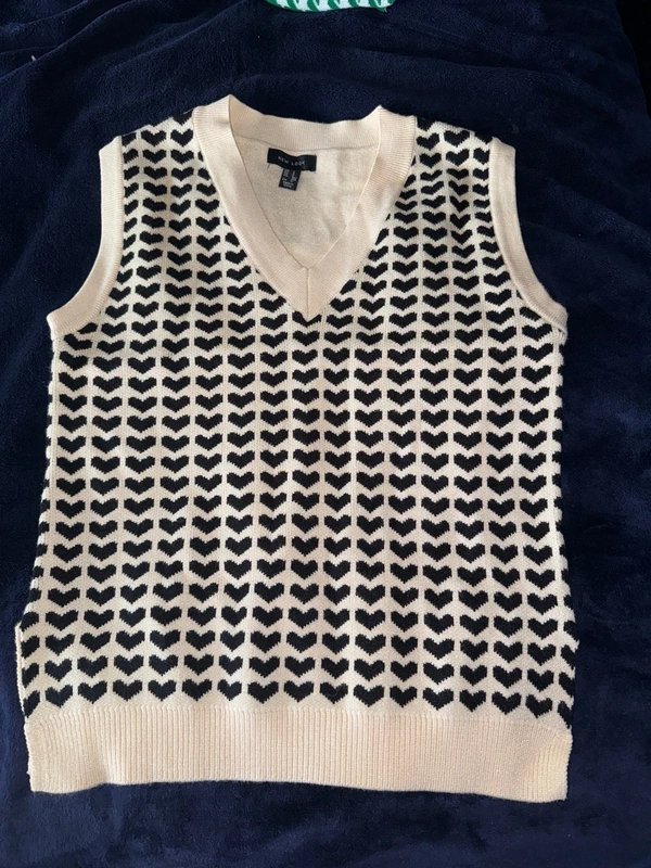 New Look NL Wool Knitted Heart Oversized Tank Top Size S 8-12 - 1