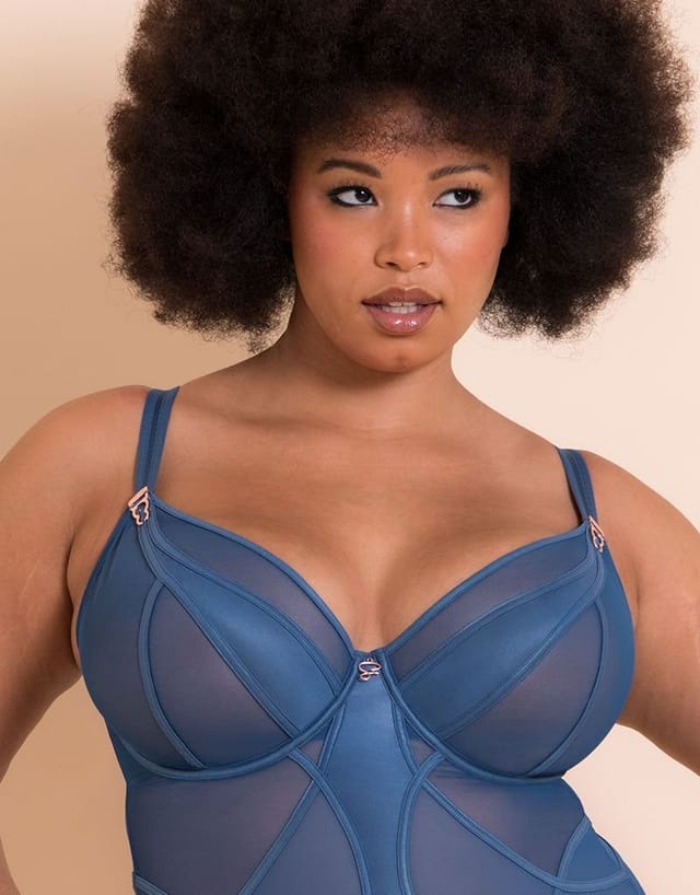 Scantilly Scantilly Women's Suspense Plunge Bodysuit in Blue - 3