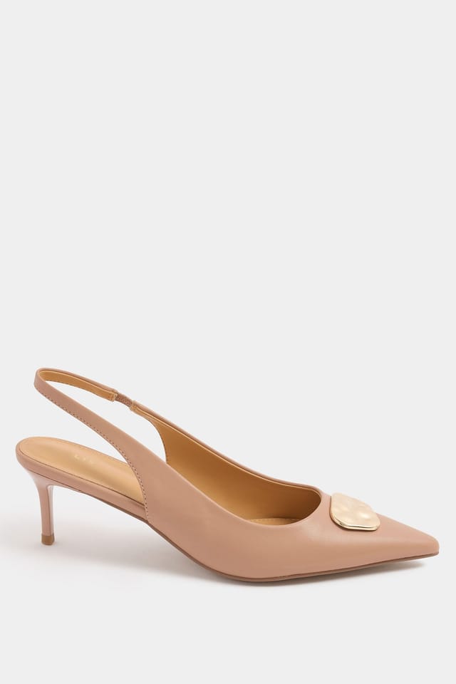 Long Tall Sally Long Tall Sally Women's Hammered Slingback Heels In Standard Fit in Camel - 3