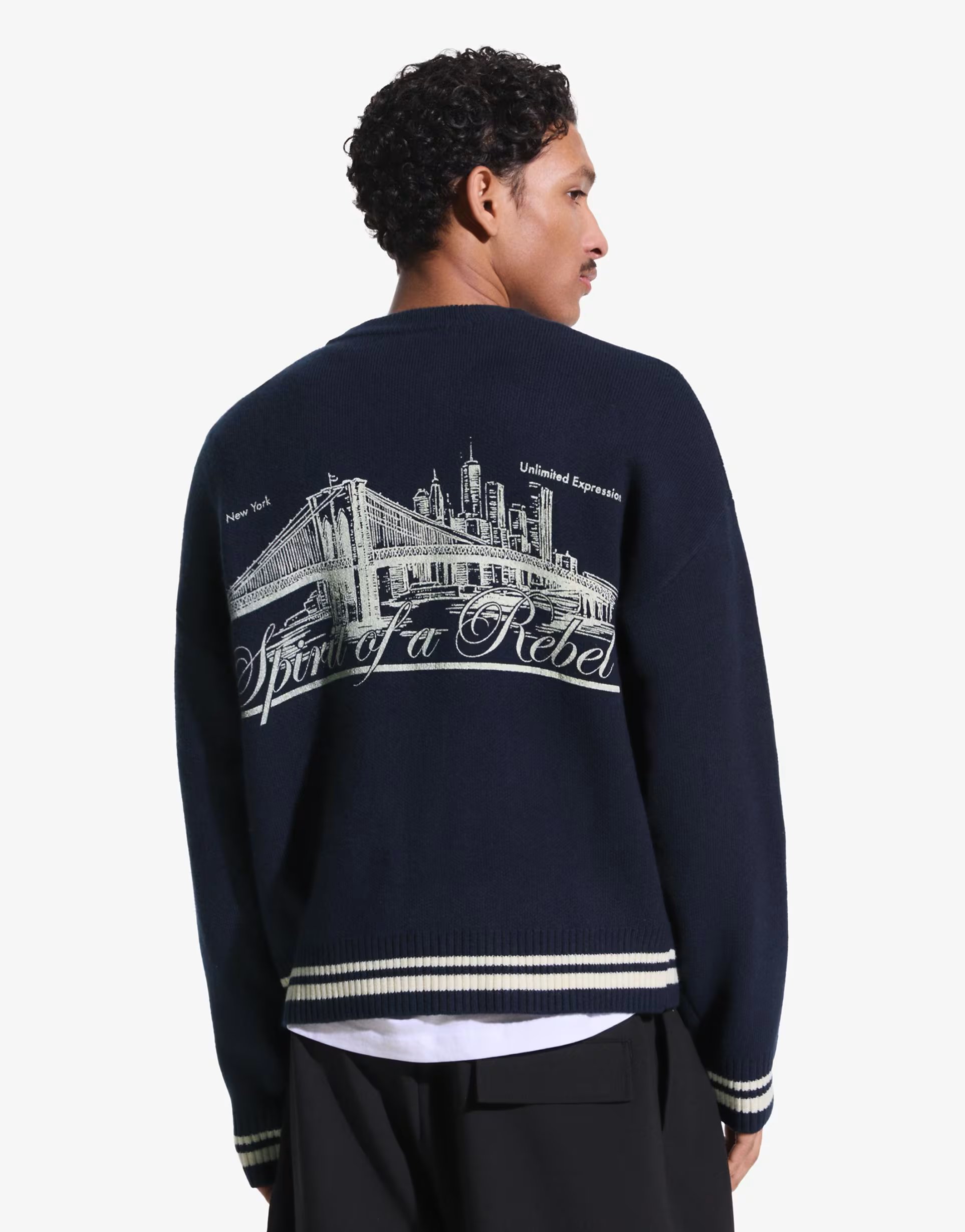 ASOS Bershka Embroidered jumper in blue - 1