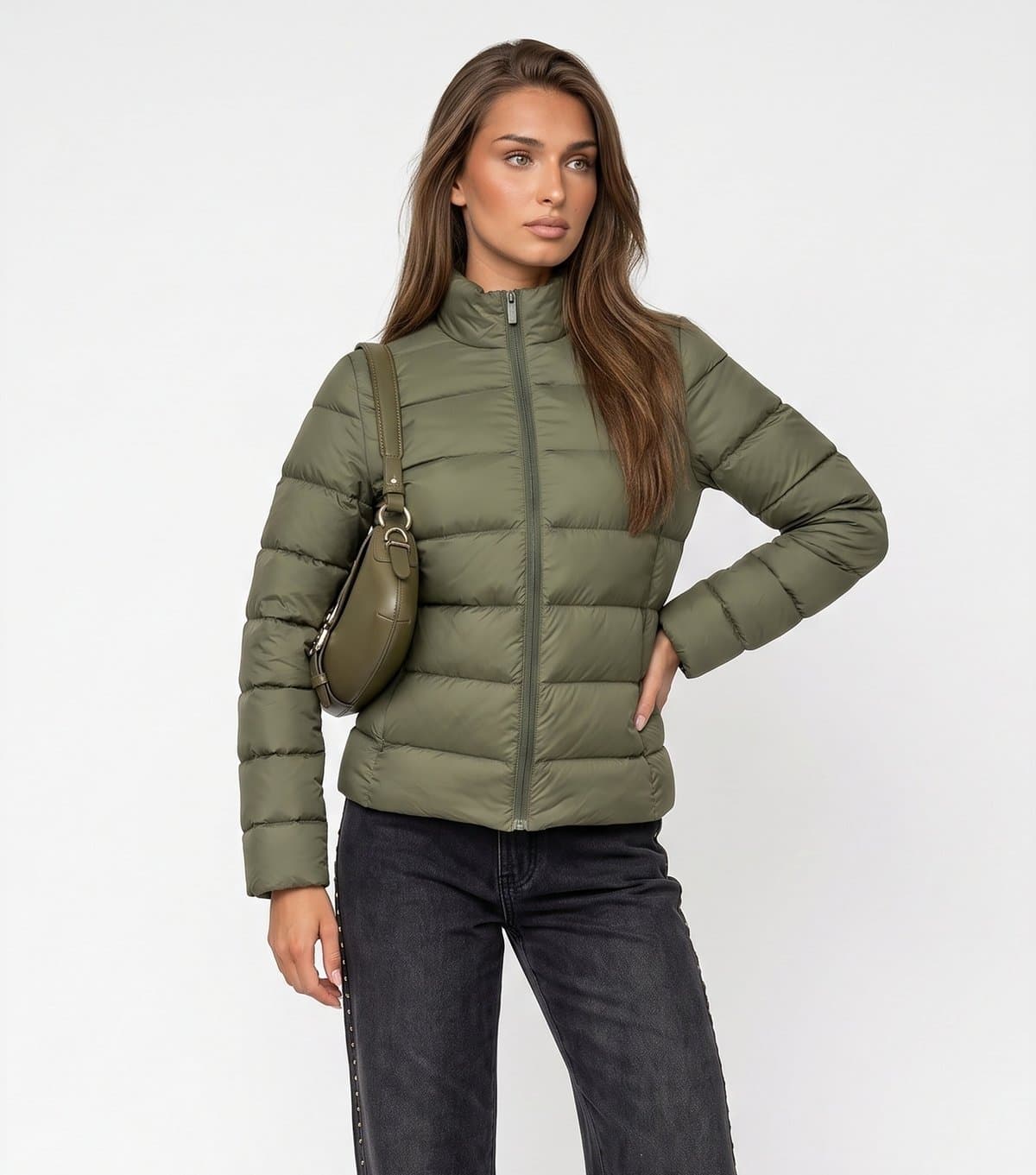 Urban Bliss Women's Light Khaki Packable Lightweight Puffer Jacket Urban Bliss New Look