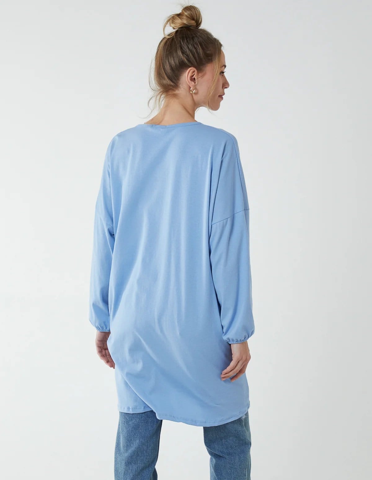 Blue Vanilla Twist Front Cotton Tunic With Side Pocket - 4