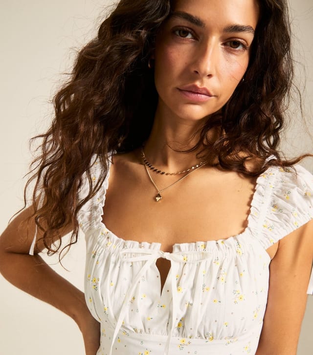 New Look Women's White Floral Print Milkmaid Mini Dress New Look - 3