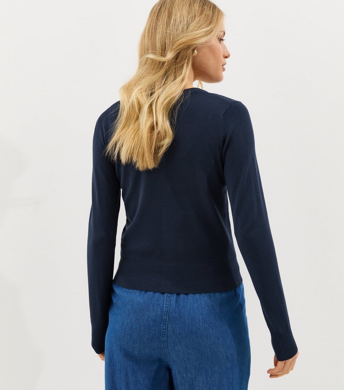 New Look Women's Navy Knit Crew Neck Button Up Cardigan New Look - 4