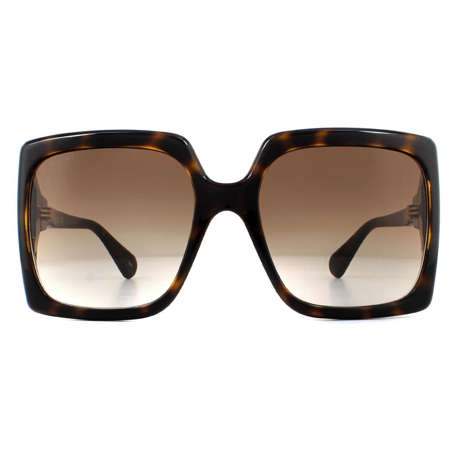 Gucci Gucci Women's Square Dark Havana Brown Gradient Sunglasses