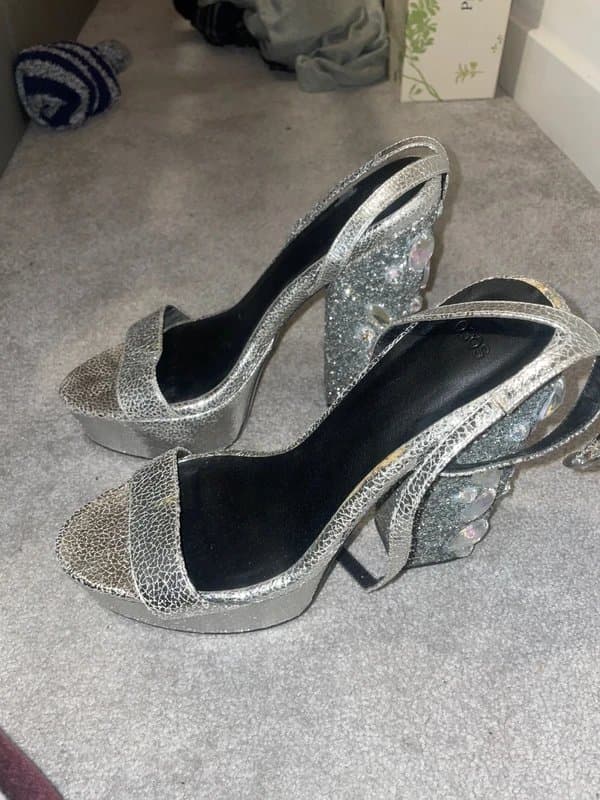 ASOS ASOS embellished silver heeled shoes size 7