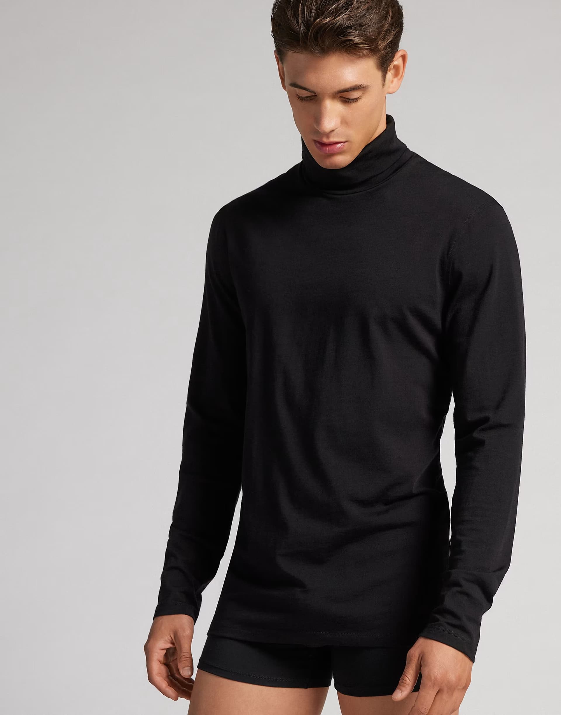 ASOS ASOS Intimissimi High-Neck Long Sleeve Merino Wool Top in Black