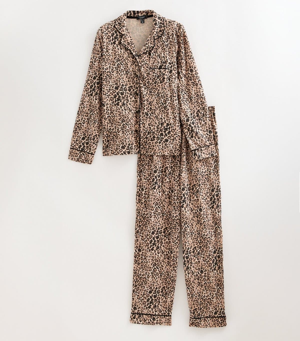 New Look Women's Maternity Brown Cotton Rich Leopard Print Revere Collar Pyjama Set New Look