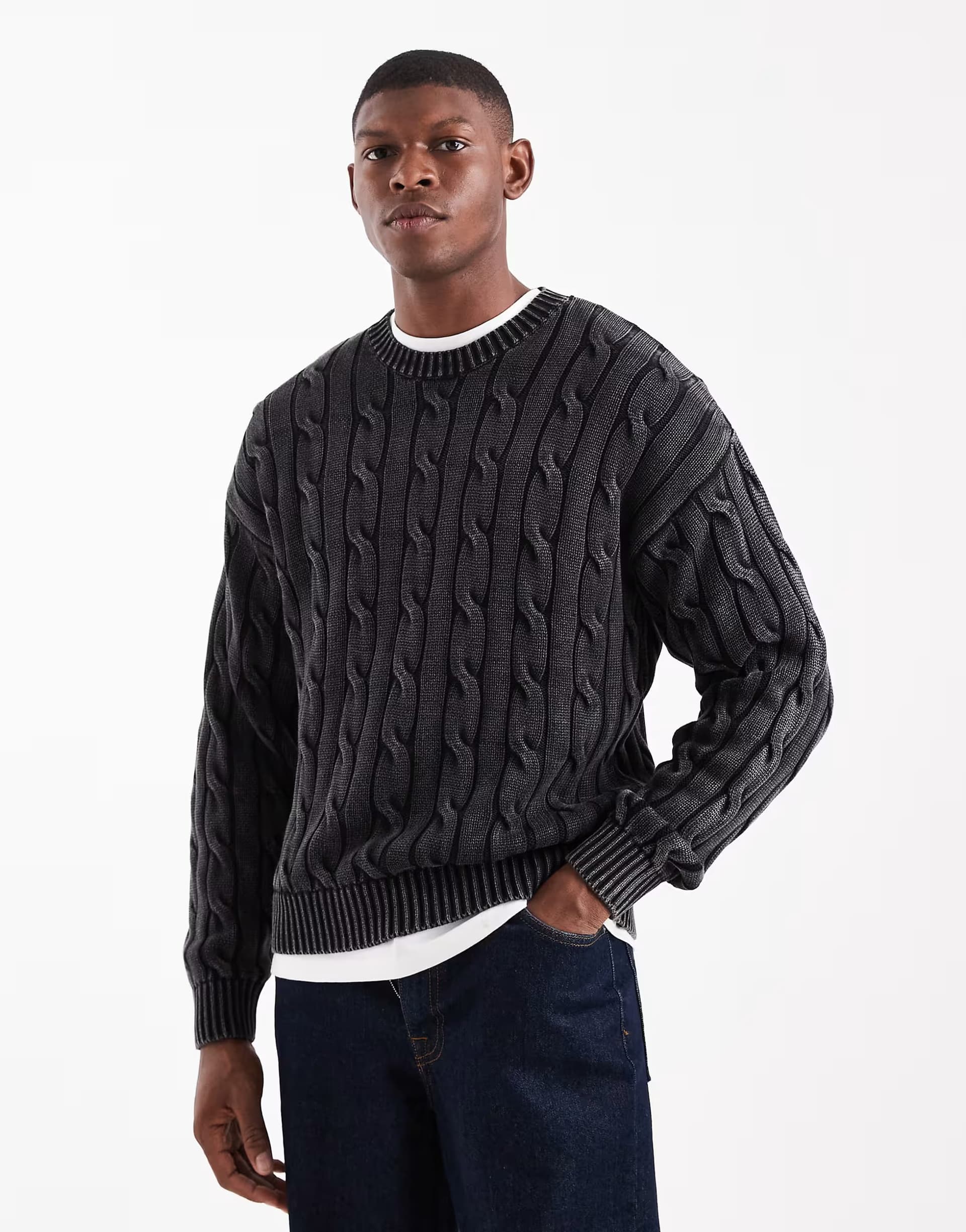 ASOS Levi's cable knit jumper in washed black