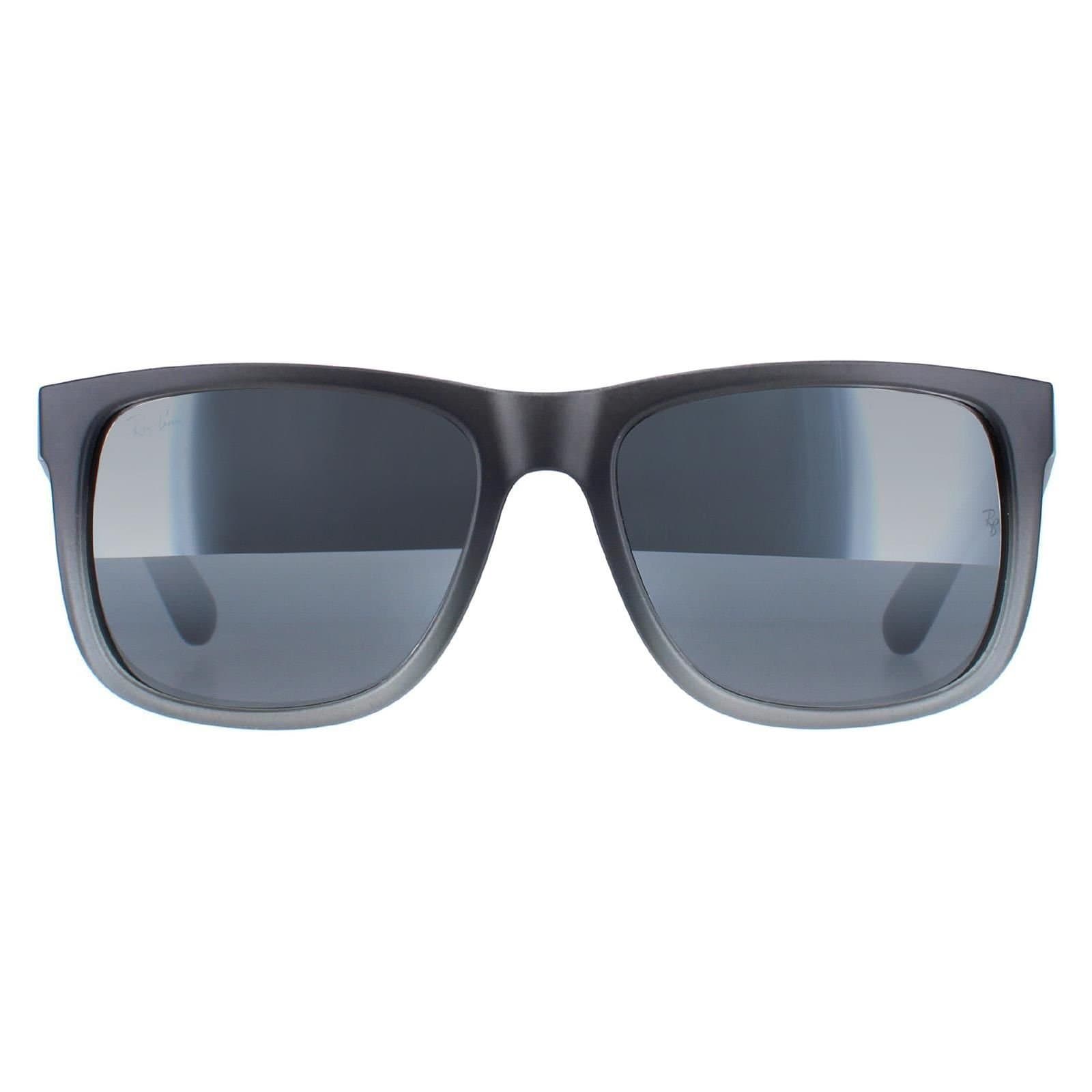 Ray-Ban Ray-Ban Men's Rectangle Rubber Grey Grey Transparent Grey Silver Mirror Gradient Sunglasses
