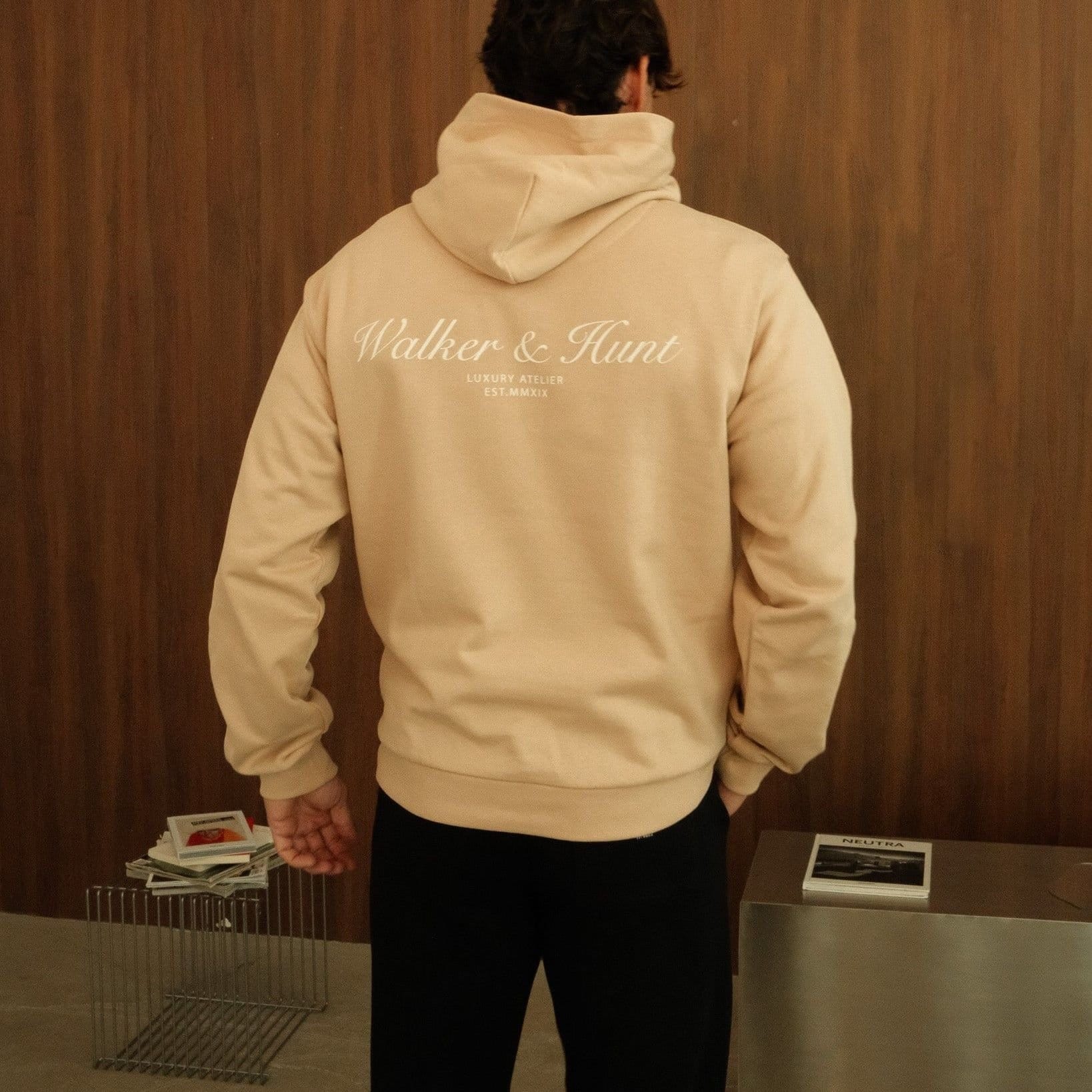 Walker & Hunt Walker & Hunt Men's Atelier Hoodie in Light Brown - 4