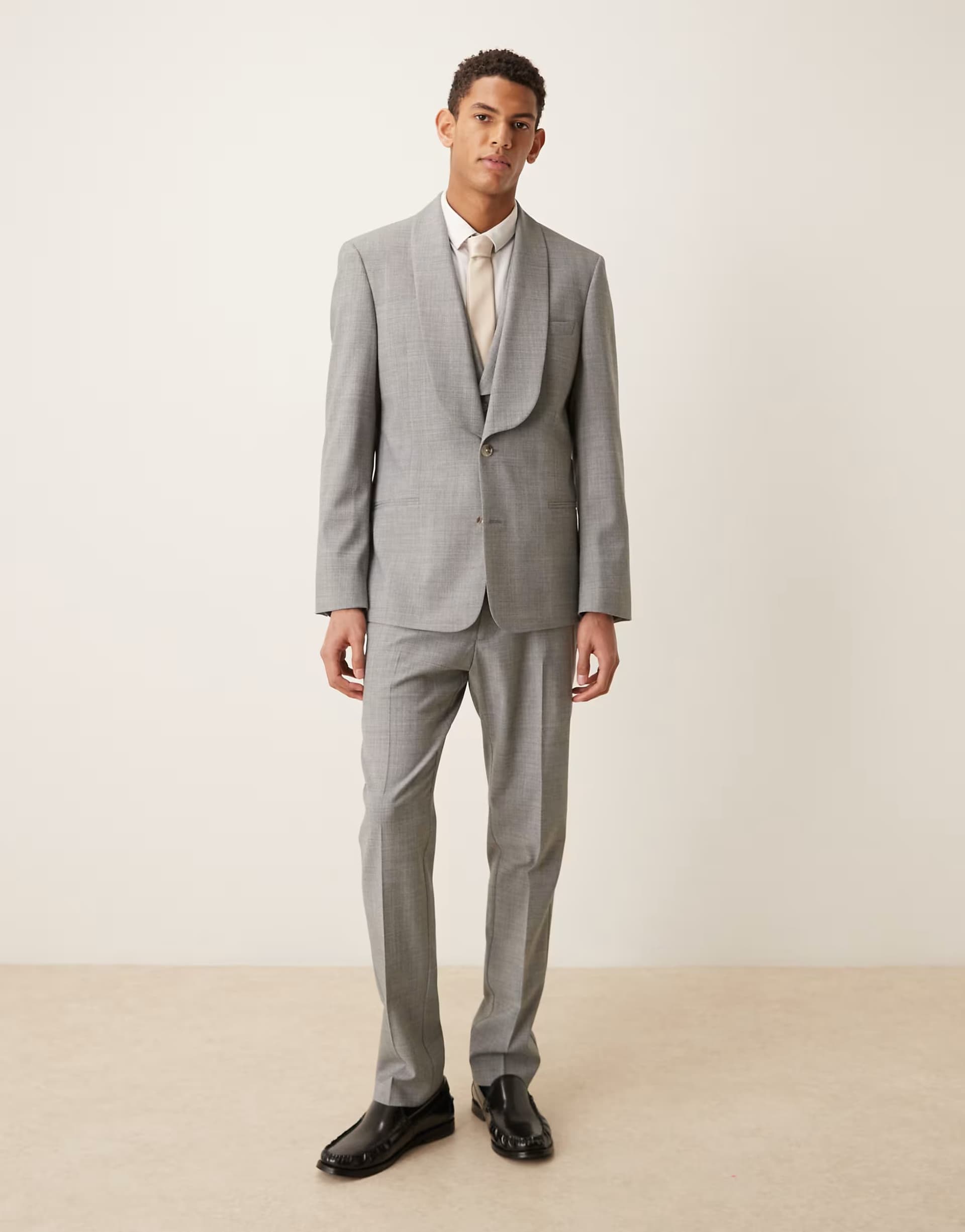ASOS ASOS DESIGN wool mix slim suit trousers in grey marl
