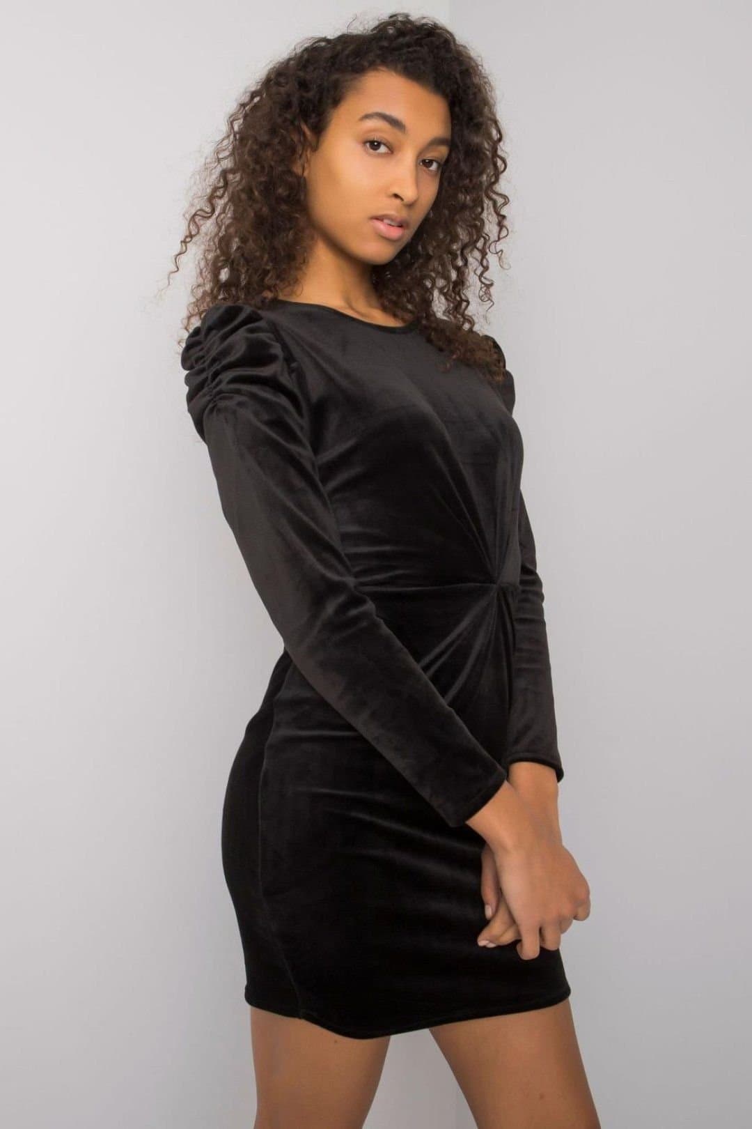 Love Lace Love Lace Women's Black Velour Fitted Evening Dress
