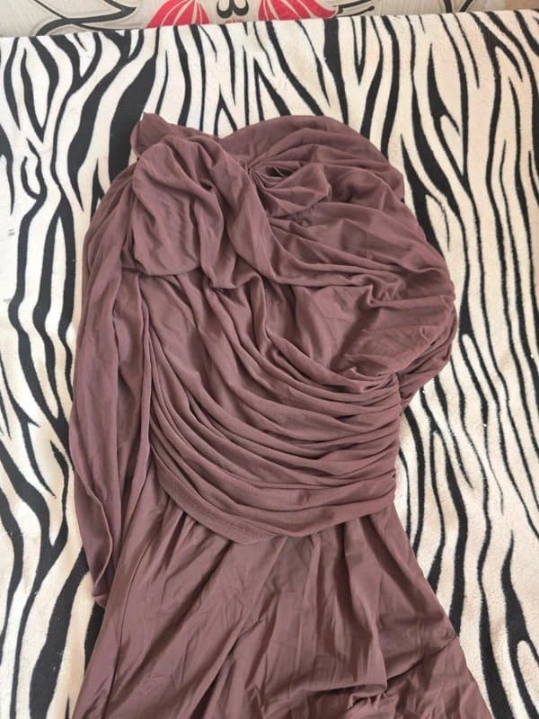 Miss Rosier BNWT Miss Rosier Catherine asymmetrical pleated maxi dress in Brown size L