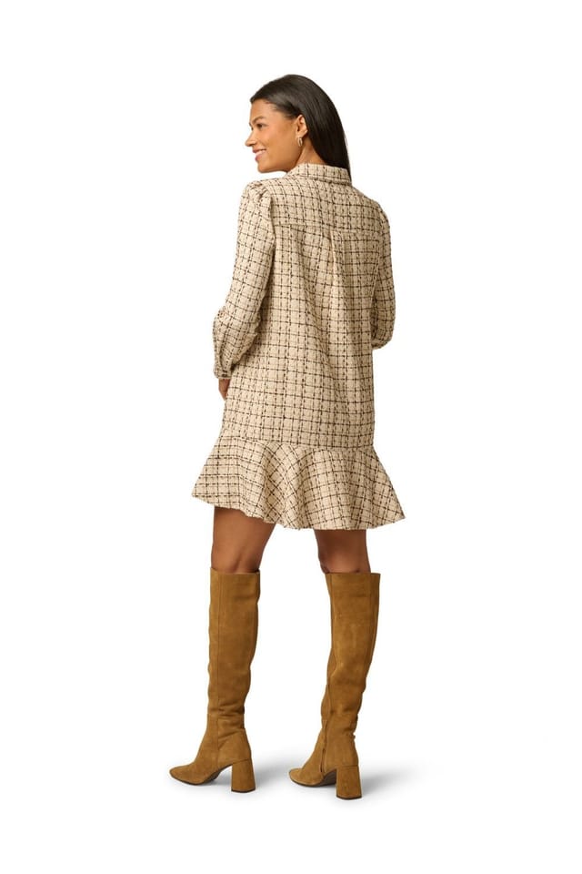 Adrianna Papell Adrianna Papell Women's Tweed Shift Shirtdress in Beige - 3