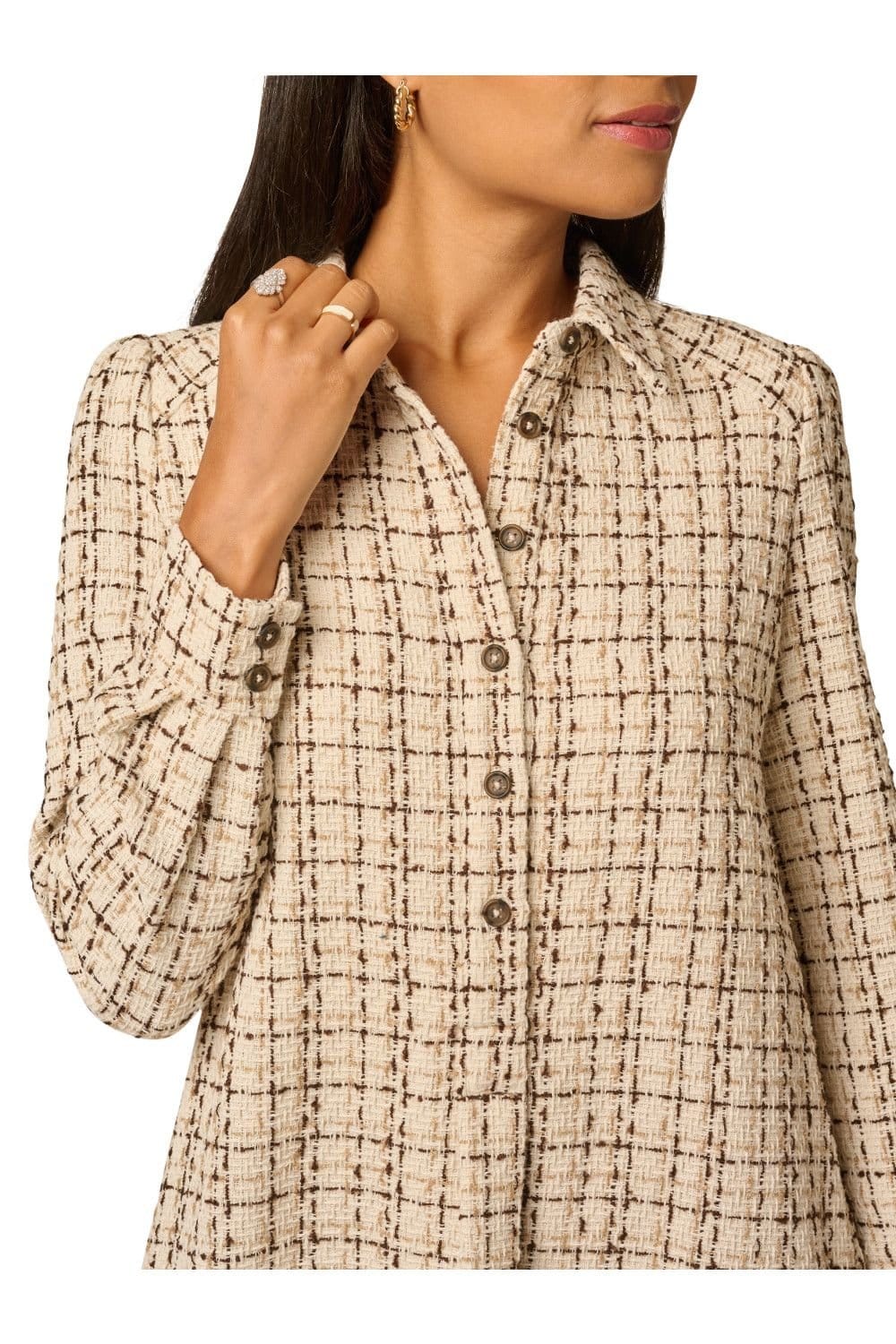 Adrianna Papell Adrianna Papell Women's Tweed Shift Shirtdress in Beige - 4