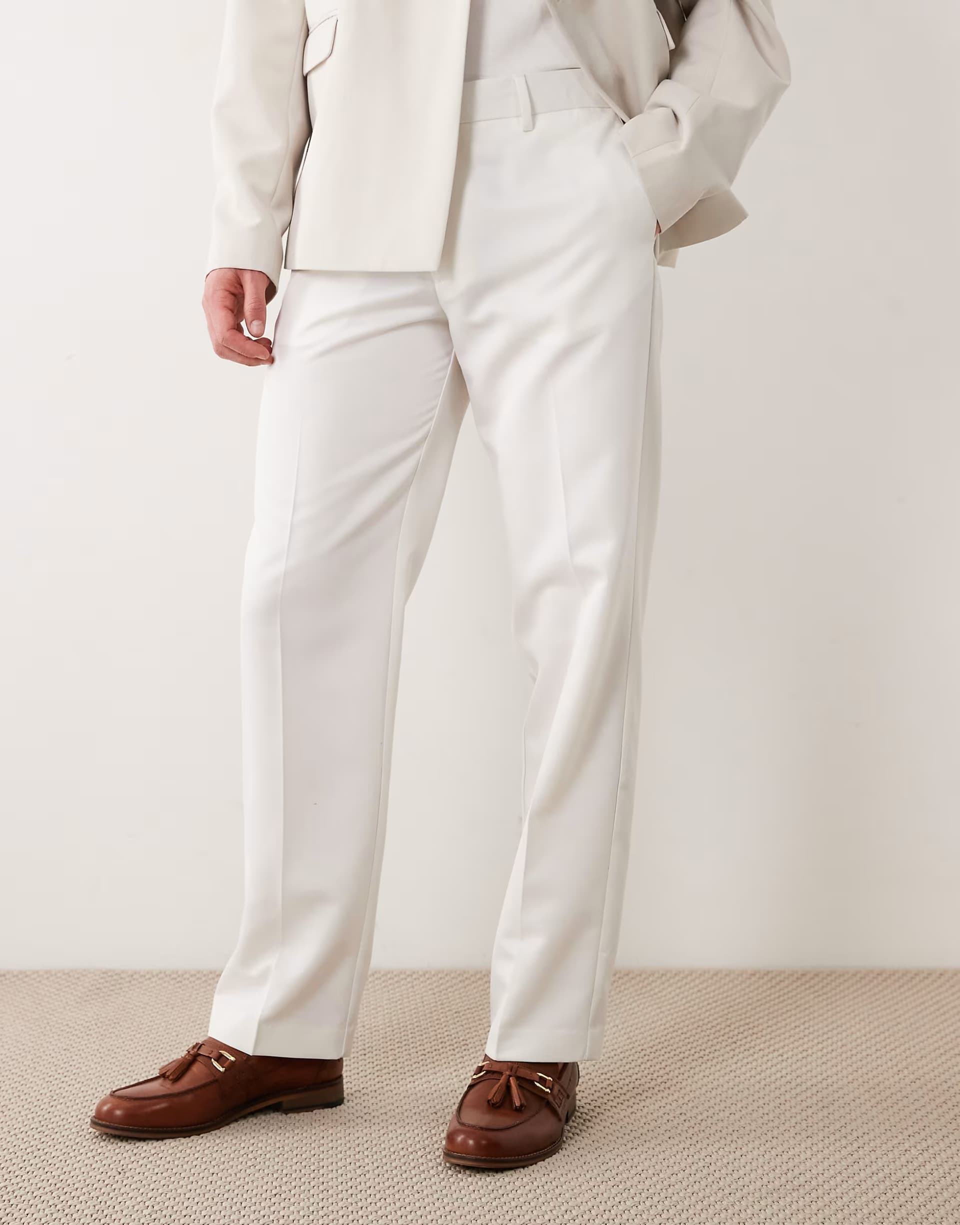 ASOS ASOS Smart Straight Leg Trousers in White