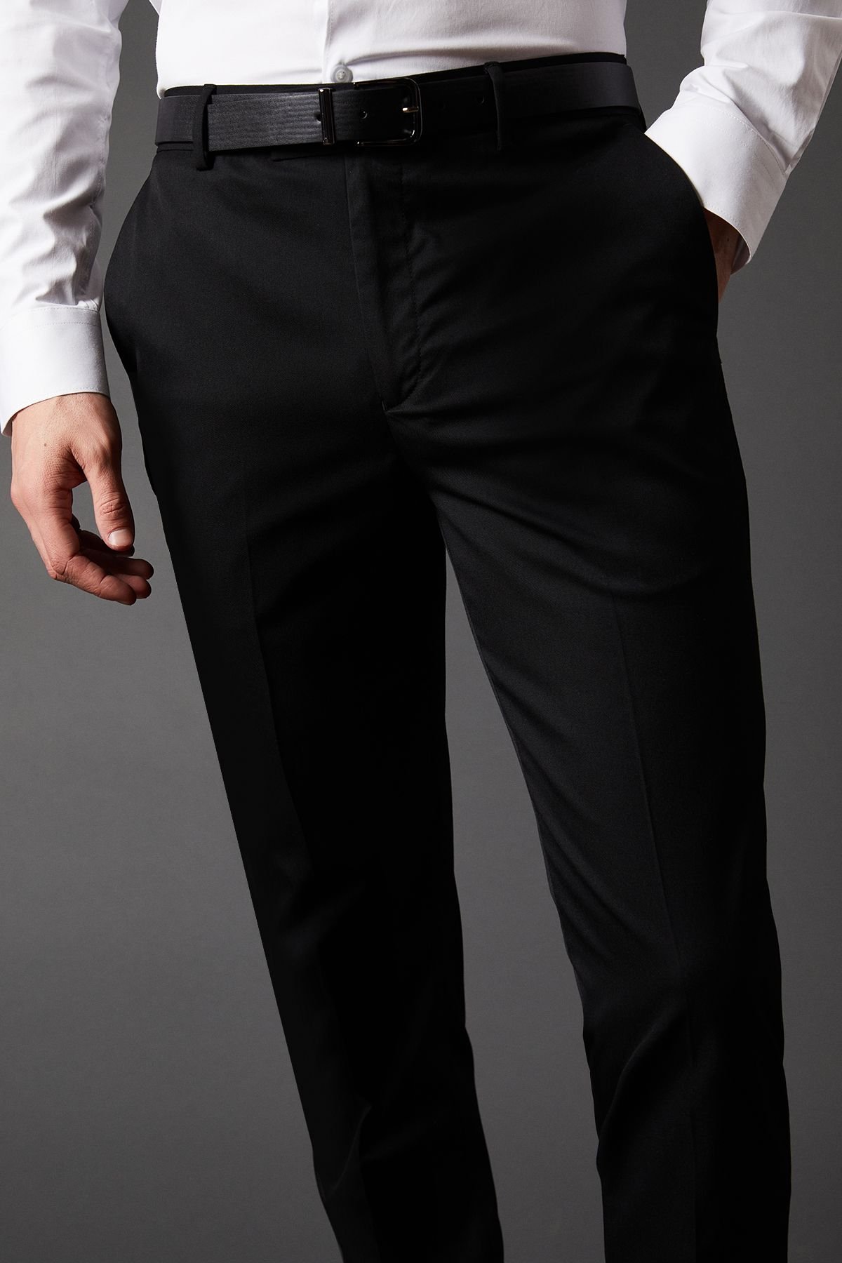 Burton Burton Men's Black Skinny Fit Tuxedo Suit Trouser - 4