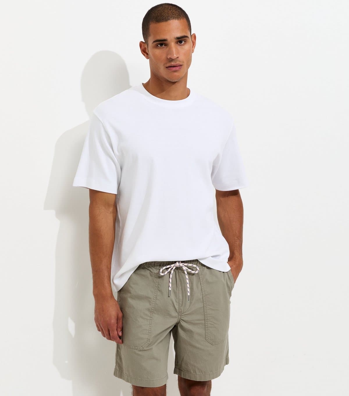 jack & jones Men's Light Khaki Relaxed Fit Cotton Jogger Shorts Jack & Jones New Look
