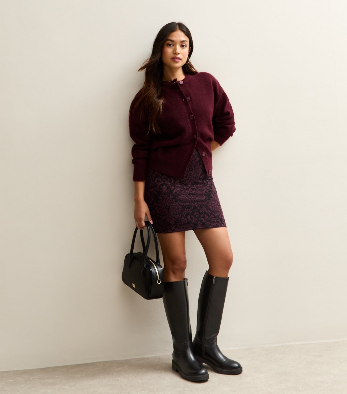 New Look Women's Petite Red Baroque Jacquard Tube Skirt New Look - 3