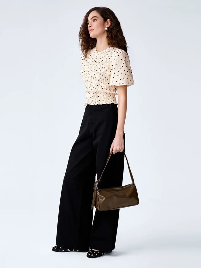 OMNES Nicolla Top in White Polka Dot - 2