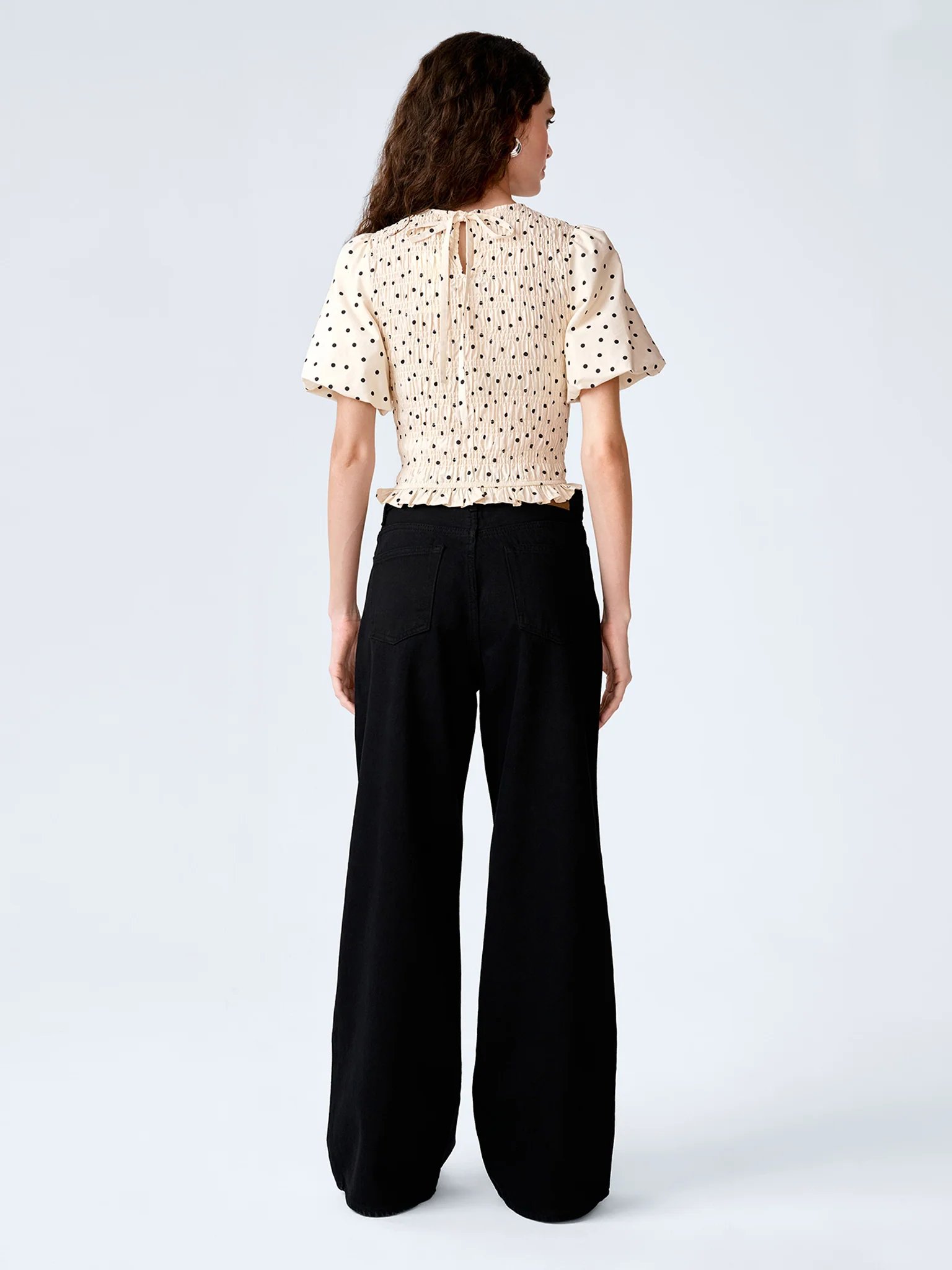 OMNES Nicolla Top in White Polka Dot - 3