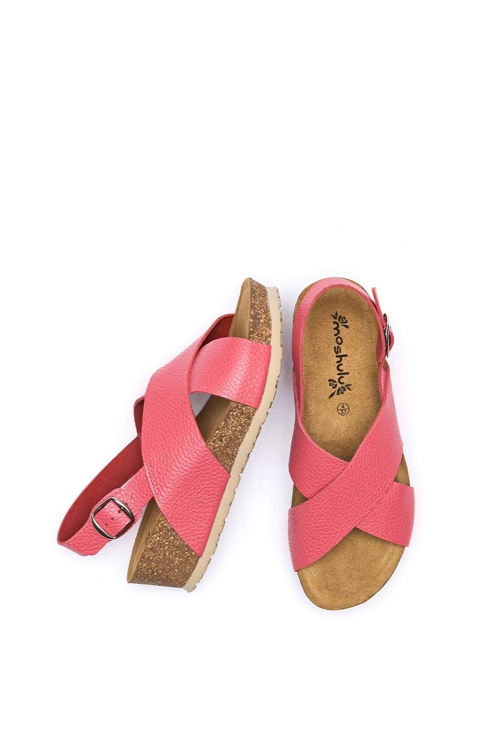 Moshulu Moshulu Women's 'Harlyn' Leather Cross-Over Cork Wedge Sandals in Raspberry - 2