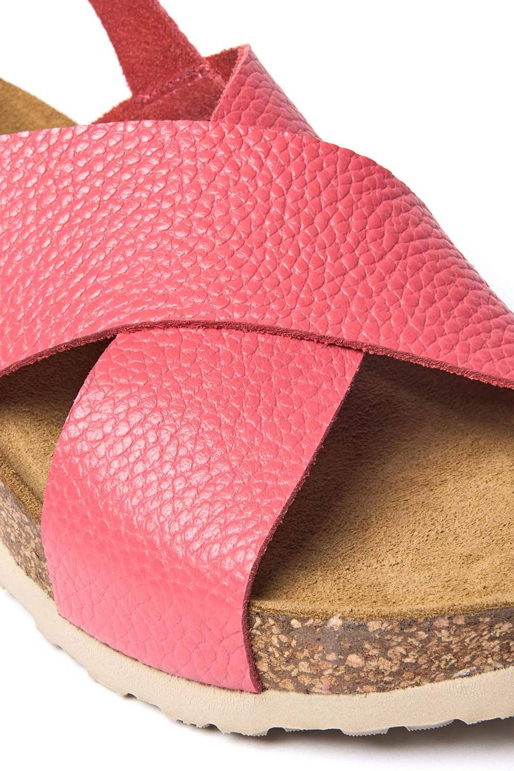 Moshulu Moshulu Women's 'Harlyn' Leather Cross-Over Cork Wedge Sandals in Raspberry - 3