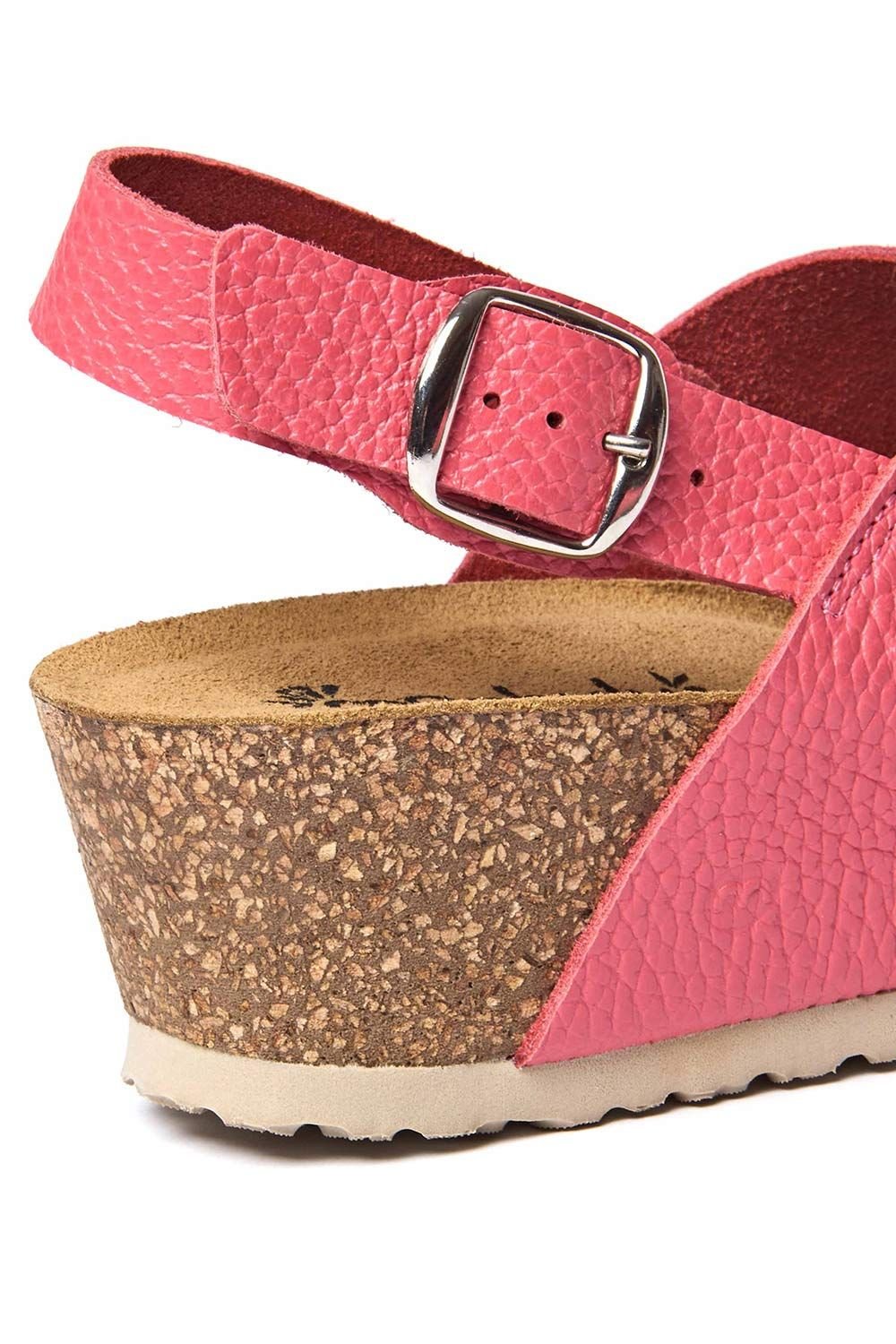 Moshulu Moshulu Women's 'Harlyn' Leather Cross-Over Cork Wedge Sandals in Raspberry - 4