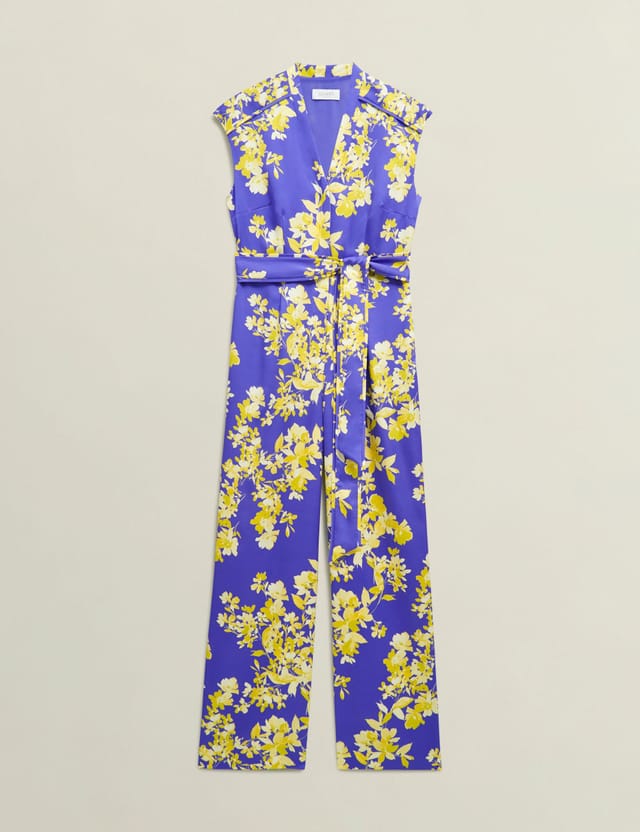 Hobbs London Hobbs London Women's Macey Floral V-Neck Jumpsuit in Cobalt - 2