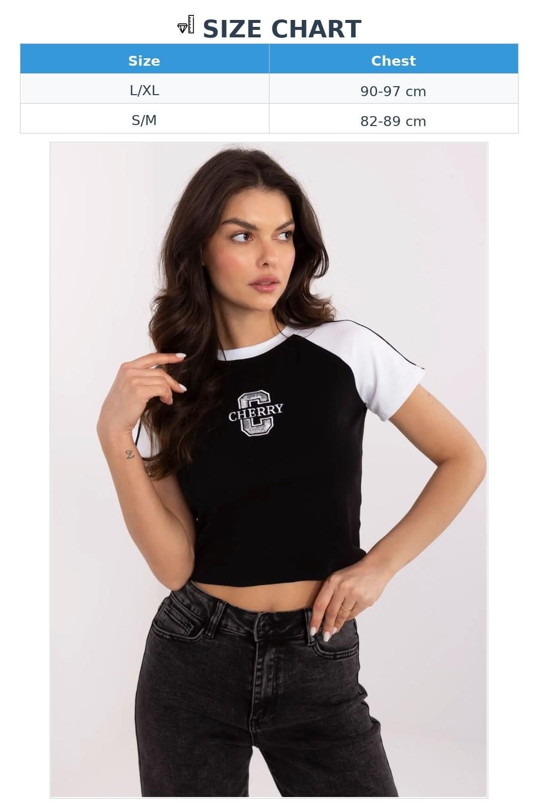 Love Lace Love Lace Women's Embellished Embroidery Sequin Stripe Crop Tee in Black - 4